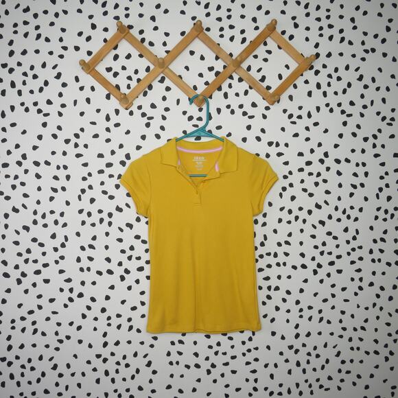 Izod Yellow Classic Short Sleeve Girls Uniform Polo Shirt - Picture 1 of 6